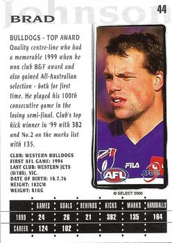 2000 Select AFL Millennium #44 Brad Johnson Back